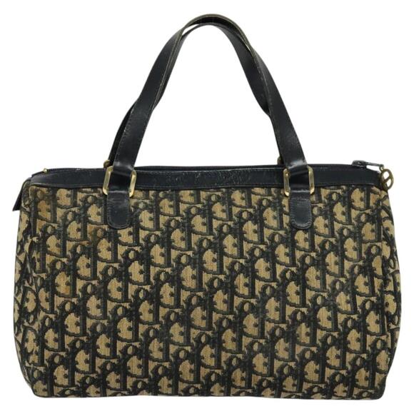 DIOR Trotter Canvas Hand Bag Navy Gold - Picture 3 of 11